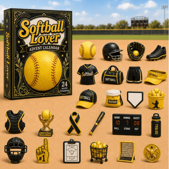 Softball Lover Advent Calendar 2027 , 24-Day Festive Countdown, 2D Acrylic Charms Blind Box , Gift For Sports Lovers