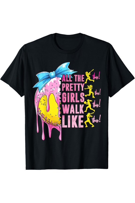 Softball Lover T-Shirt for Passionate Sport Fans and Pretty Girls, Black M