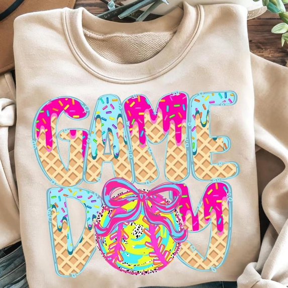 Softball Mama Drip Sweatshirt, Preppy Ice Cream Softball Shirt, Game Day Softball Mom Sweatshirt, Dripping Softball Mama Sweatshirt