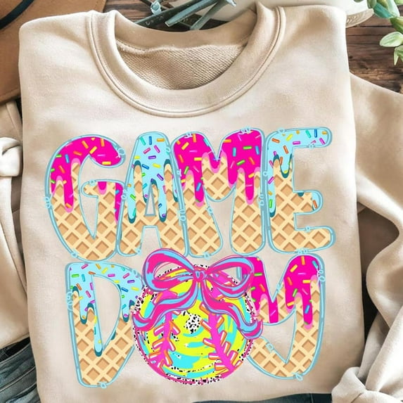 Softball Mama Drip Sweatshirt, Preppy Ice Cream Softball Shirt, Game Day Softball Mom Sweatshirt, Dripping Softball Mama Sweatshirt