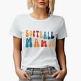 thumbnail image 1 of Softball Mama, Mom or Mother of a Softball Player Themed, Groovy Retro Wavy Text Merch Gift, White T-Shirt, Large, 1 of 5