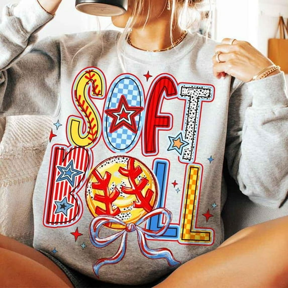 Softball Mama Sweatshirt, Coquette Game Day Shirt, Brushstroke Softball Bow Sweatshirt, Cute Softball Mom Shirt, Preppy Game Day Outfit
