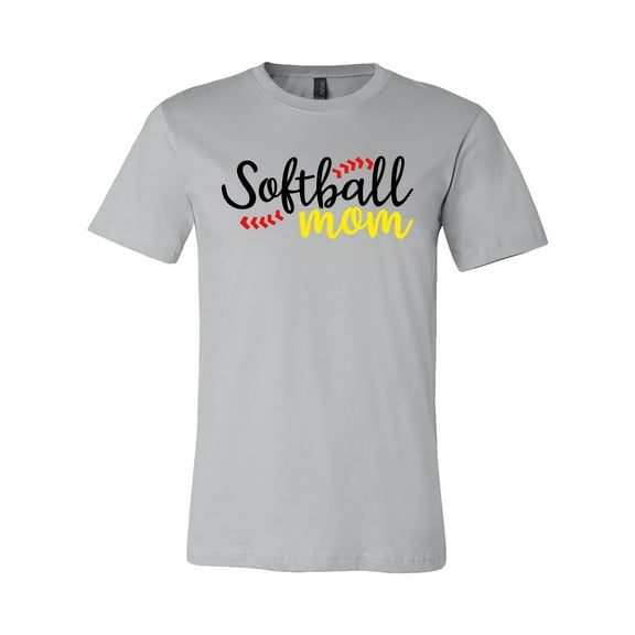 Softball Mom Adult Short Sleeve Jersey T-Shirt-Silver-XL