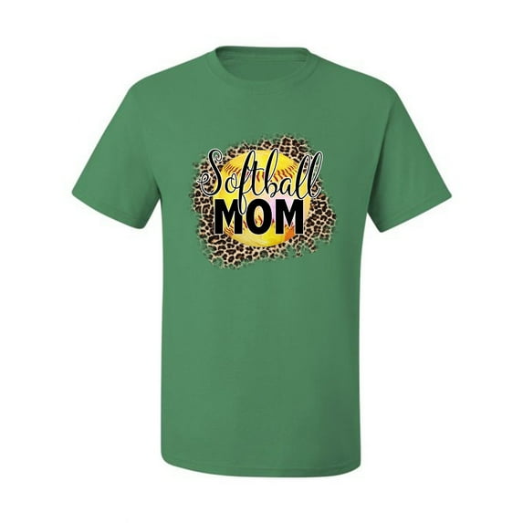 Softball Mom Animal Print Girl Sports Men's Graphic T-Shirt, Kelly, Large