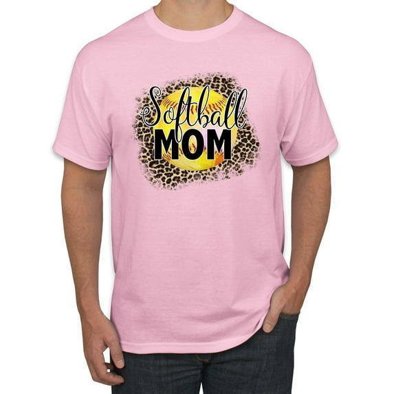 Softball Mom Animal Print Girl Sports Men's Graphic T-Shirt, Light Pink, Small