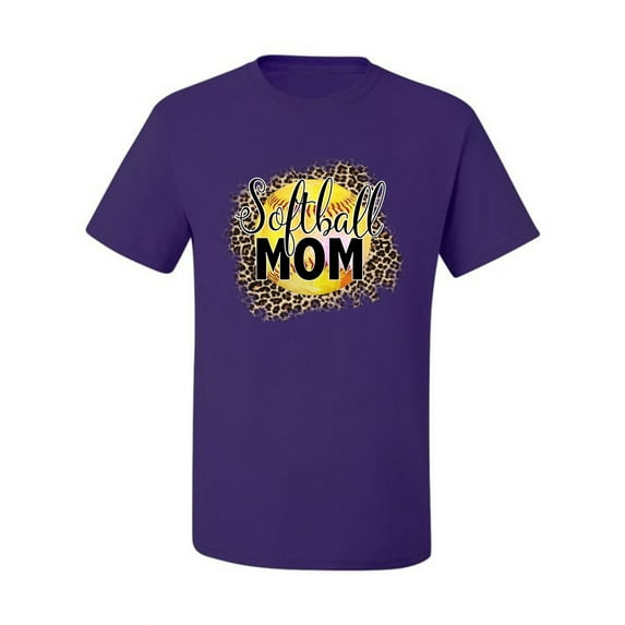 Softball Mom Animal Print Girl Sports Men's Graphic T-Shirt, Purple, XX-Large