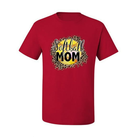 Softball Mom Animal Print Girl Sports Men's Graphic T-Shirt, Red, XX-Large