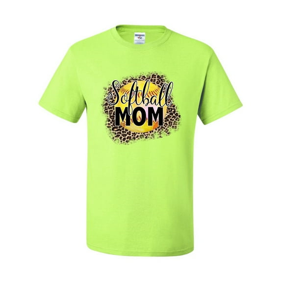 Softball Mom Animal Print Girl Sports Men's Graphic T-Shirt, Safety Green, 3X-Large