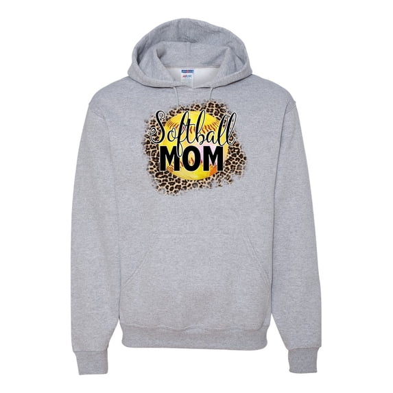 Softball Mom Animal Print Girl Sports Unisex Graphic Hoodie Sweatshirt, Heather Grey, XX-Large