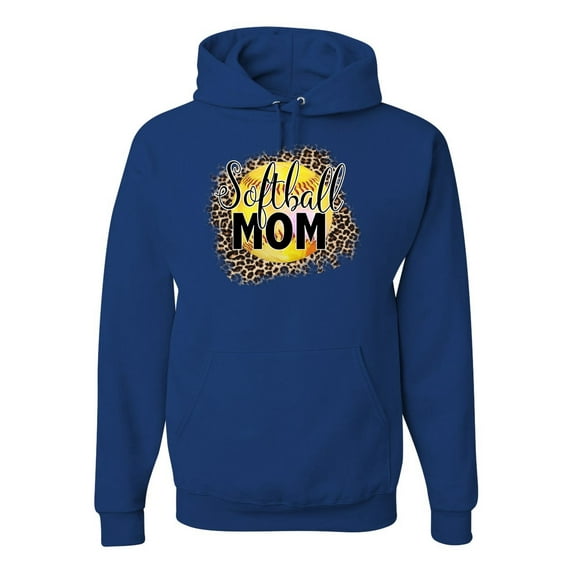 Softball Mom Animal Print Girl Sports Unisex Graphic Hoodie Sweatshirt, Royal, Small