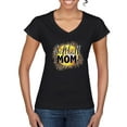 thumbnail image 1 of Softball Mom Animal Print Girl Sports Womenâ€™s Standard V-Neck Tee, Black, Small, 1 of 5