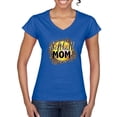 thumbnail image 1 of Softball Mom Animal Print Girl Sports Womenâ€™s Standard V-Neck Tee, Royal, X-Large, 1 of 5
