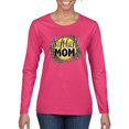 thumbnail image 1 of Softball Mom Animal Print Girl Sports Womens Graphic Long Sleeve T-Shirt, Fuschia, X-Large, 1 of 5
