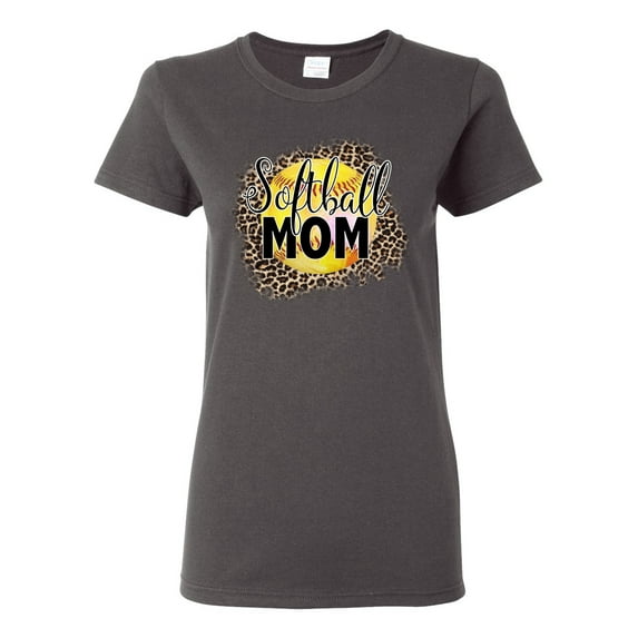 Softball Mom Animal Print Girl Sports Womens Graphic T-Shirt, Charcoal, XX-Large