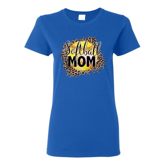 Softball Mom Animal Print Girl Sports Womens Graphic T-Shirt, Royal, 3X-Large