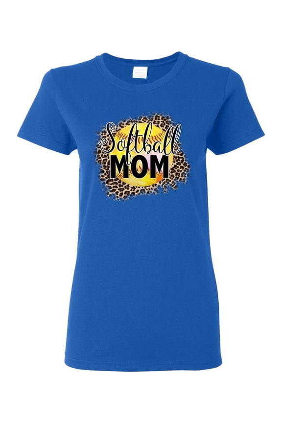 Softball Mom Animal Print Girl Sports Womens Graphic T-Shirt, Royal, XX-Large