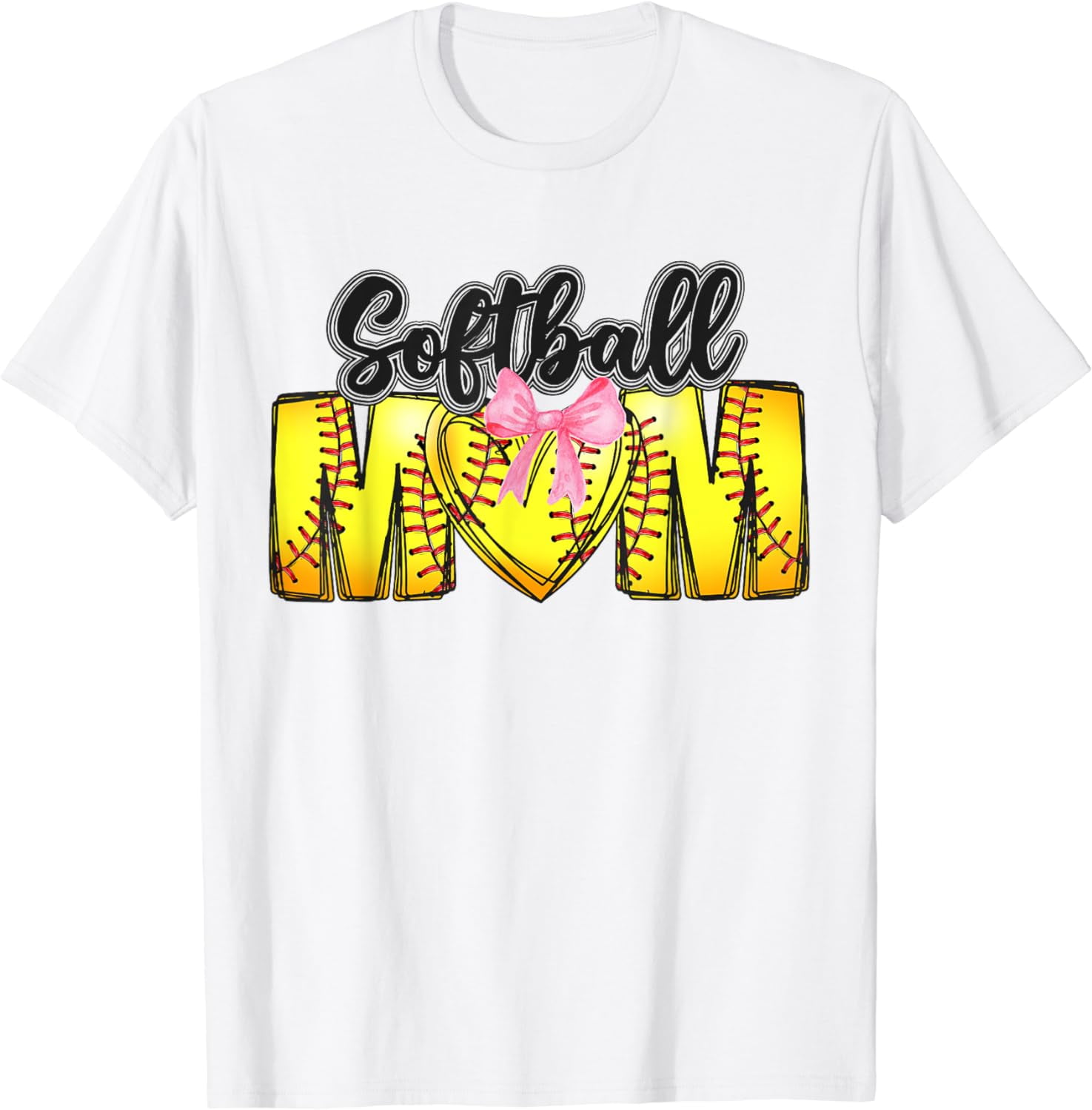 Softball Mom Coquette Mothers Day Women Girls Softball Mama T-Shirt ...