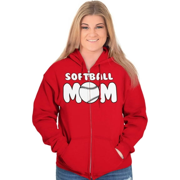 Softball Mom Proud Sports Mother Womens Plus Size Graphic Zipper Hoodie Brisco Brands 2X