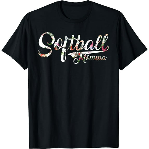 Softball Momma Floral Design Women Shirt For Mom T-Shirt
