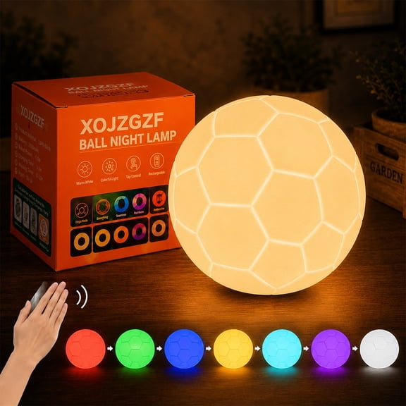 Softball Night Light Gift, Light up Baseball Room Decor, Color Changing LED Lights, Cute Lamp Bedroom, Realistic Ambient Ball Nightlight Bedside Suitable, For Sports Fans Home BASKETBALL_RECHARGEABLE