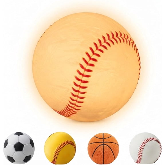 Softball Night Light Gift - Realistic Ball LED Lamp for Sports Room Decor, Warm Glow Table Lamp for Softball Players Coaches Fans, Bedside Desk