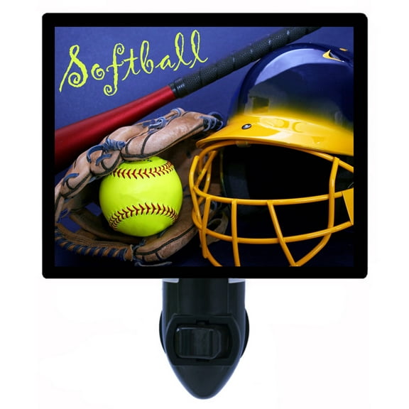 Night Light - Softball. | Softball Theme, Includes Free Switchable Insert, 4W Bulb, E12 Base