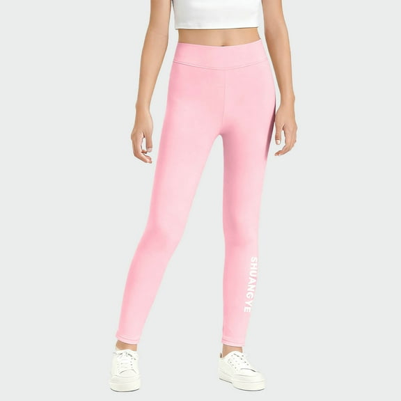 Softball Pants Youth Girls Girls Winter Thick Yoga Pants Fleece Line Solid Color High Waisted Stretchy Leggings Sports Pants 5-6Y