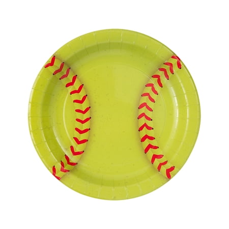 Softball Paper Dinner Plates - 8 Pieces