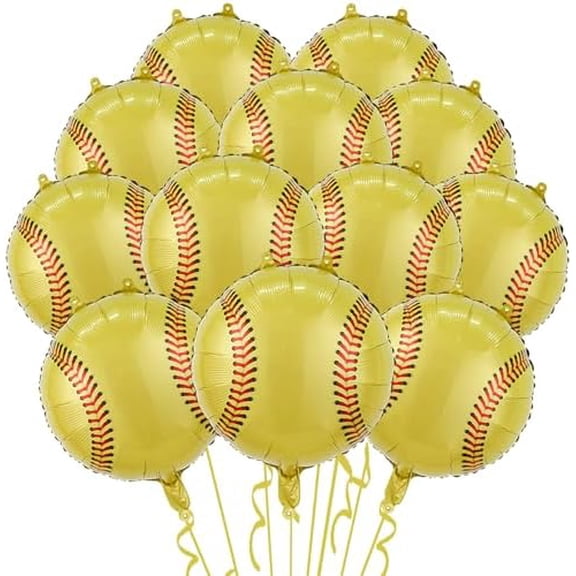 Softball Party Balloons,12pcs Softball Foil Balloons for Gender Reveal Baby Shower Decoration,Sports Theme Boys Girls Birthdays Party Supplies