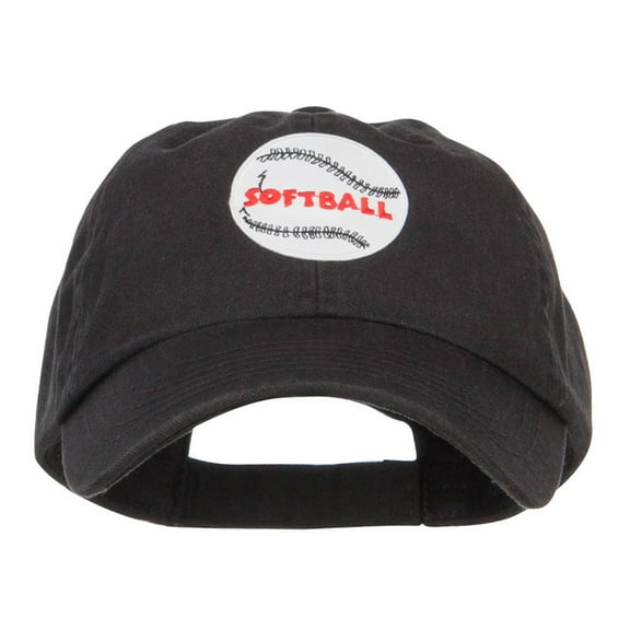 Softball Patched Low Pet Spun Cap - Black OSFM