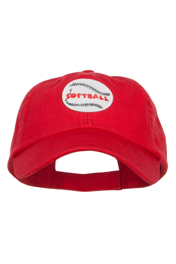 Softball Patched Low Pet Spun Cap - Red OSFM