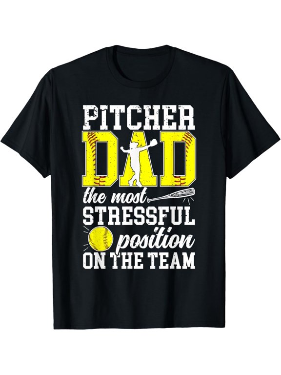 Softball Pitcher Dad Father T-Shirt BLACK Unisex S-5XL Hot Trending Shirt, Vintage Birthday Gift