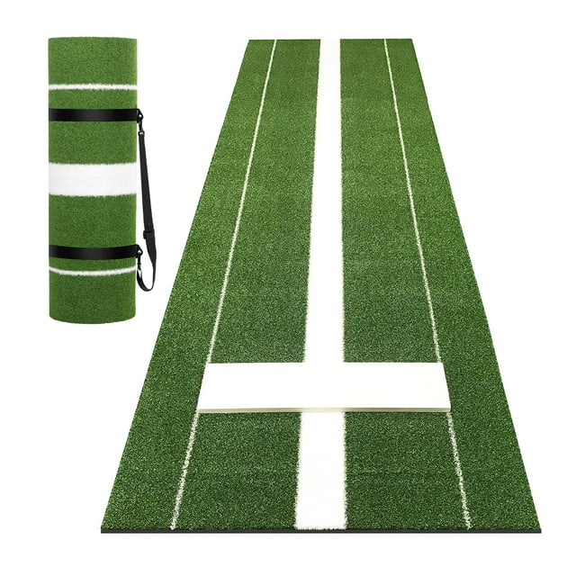 Softball Pitching Mat, 10'x 3' Portable Pitching Mound with Pitching