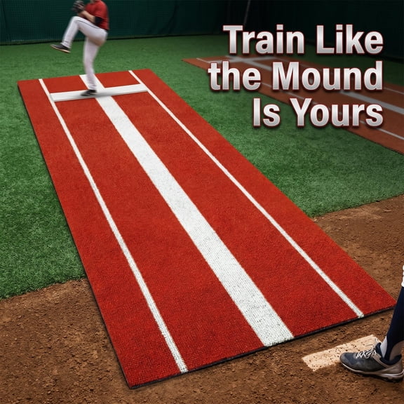 Softball Pitching Mat, EVA Cushioning, Non-Slip Backing, Fade-Resistant Alignment Lines - Portable & Foldable for Pitcher Training on Turf or Grass