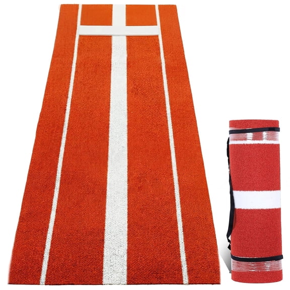 Softball Pitching Mounds, 10' x 3' Anti-Slip Baseball Practice Mat, Shock Absorbent Turf Pad, Red PP Artificial Grass & EVA Foam for Indoor Outdoor Training
