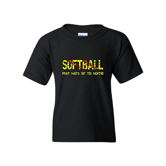 Softball Play Hard or Go Home Unisex Youth Kids T-Shirt Tee