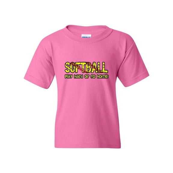Softball Play Hard or Go Home Unisex Youth Kids T-Shirt Tee