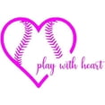 thumbnail image 1 of Softball "Play With Heart" Vinyl Wall Decal 20"x12" - Sports Home Decor for Athlete, Kids Room or Bedroom, 1 of 4