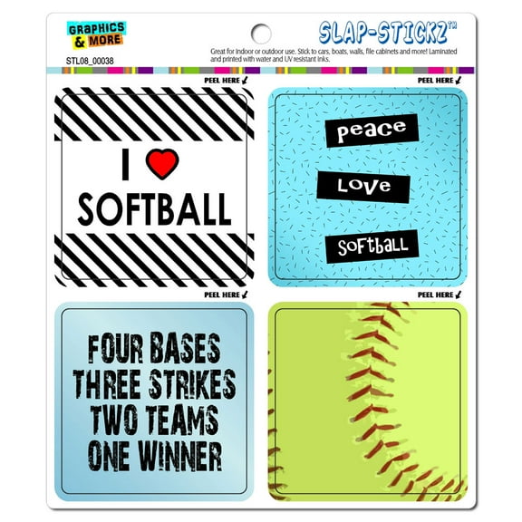 Softball Player Fan Love SLAP-STICKZ(TM) Premium Sticker