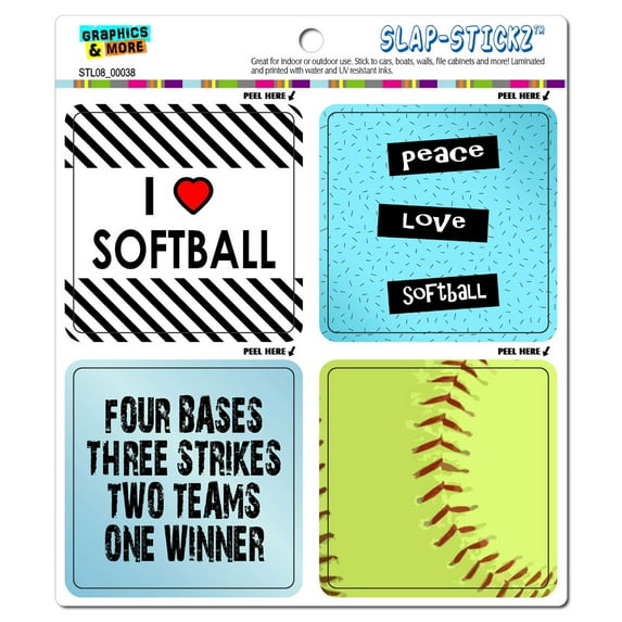 Softball Player Fan Love SLAP-STICKZ(TM) Premium Sticker