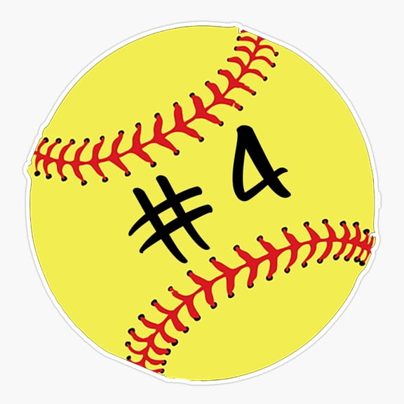 Softball Player Number Four Sports Sticker