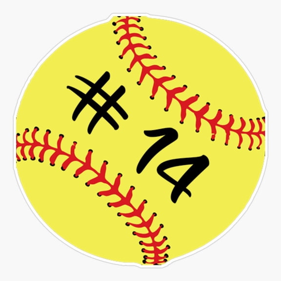 Softball Player Number Fourteen Team Sticker