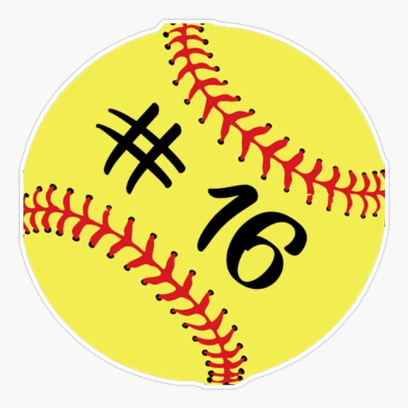 Softball Player Number Sixteen Ball Sport Team Sticker