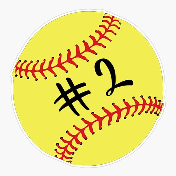 Softball Player Number Two Sports Sticker
