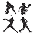 thumbnail image 1 of Softball Player Paper Silhouettes Decor - 4pc, 1 of 1