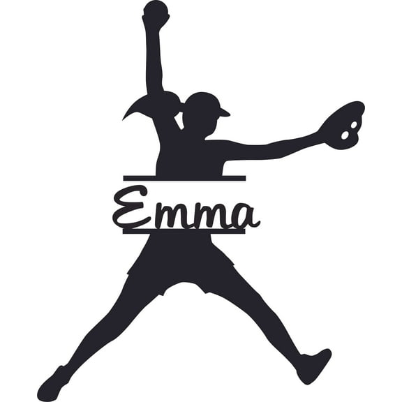Softball Player Pitcher Sport Athelete Customized Wall Decal - Custom Vinyl Wall Art - Personalized Name - Baby Girls Boys Kids Bedroom Wall Decal Room Decor Wall Stickers Decoration Size (30x15 inch)