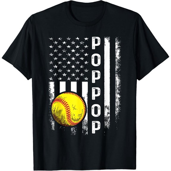 Softball Poppop America Flag Men Women Vintage Christmas T-Shirt Size S-5XL