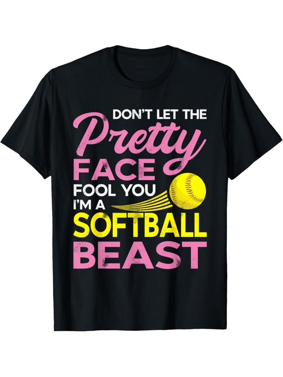 Softball Pretty Face Player Graphic T-Shirt