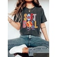 thumbnail image 1 of Softball Retro Graphic T-Shirt, Vintage Softball Lettering Ball Bow Star Design, Softball Season Game Day Apparel, Comfort Colors Unisex Cotton T-Shirt, Size S-3XL, 1 of 3