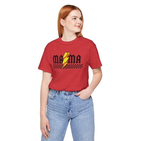 Softball Retro Mama Rocker Sports Checkerboard Shirt